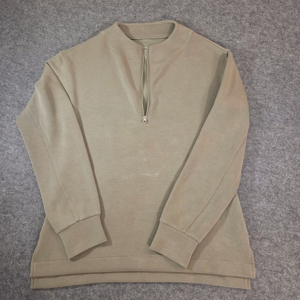 Varley Women Olive Green Slim Fit Half Zip Pullover Modal Blend Size L